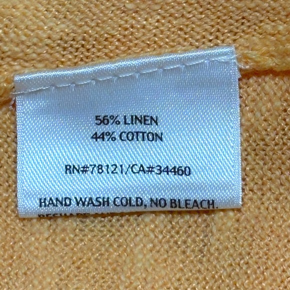 Eileen Fisher LongSleeve Asymmetrical Linen Cardigan Sweater Butter yellow Sz PM - Picture 7 of 11